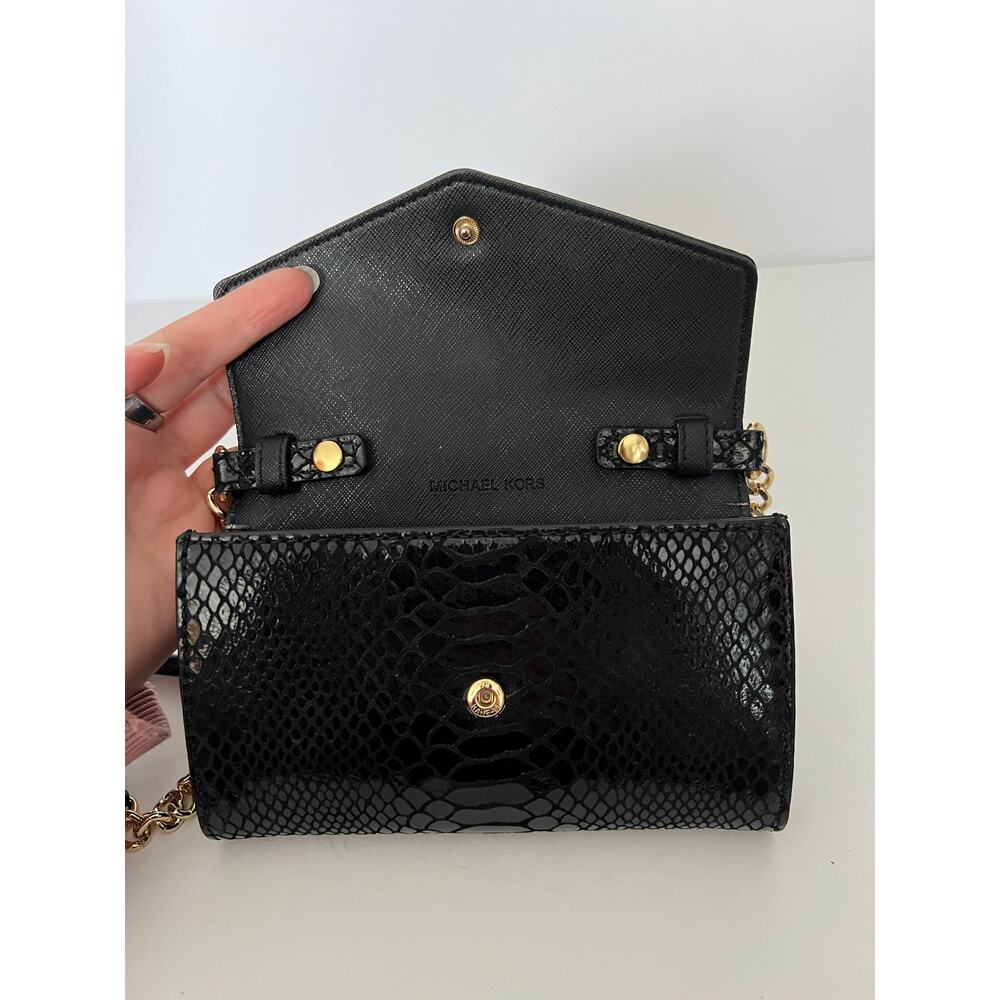 Michael Kors Women's Phone Crossbody Wallet Purse Black Genuine Leather Bag - Picture 6 of 11